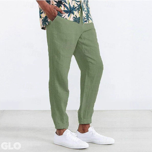 Casual linen pants for men with elastic waist and side pockets Lune London