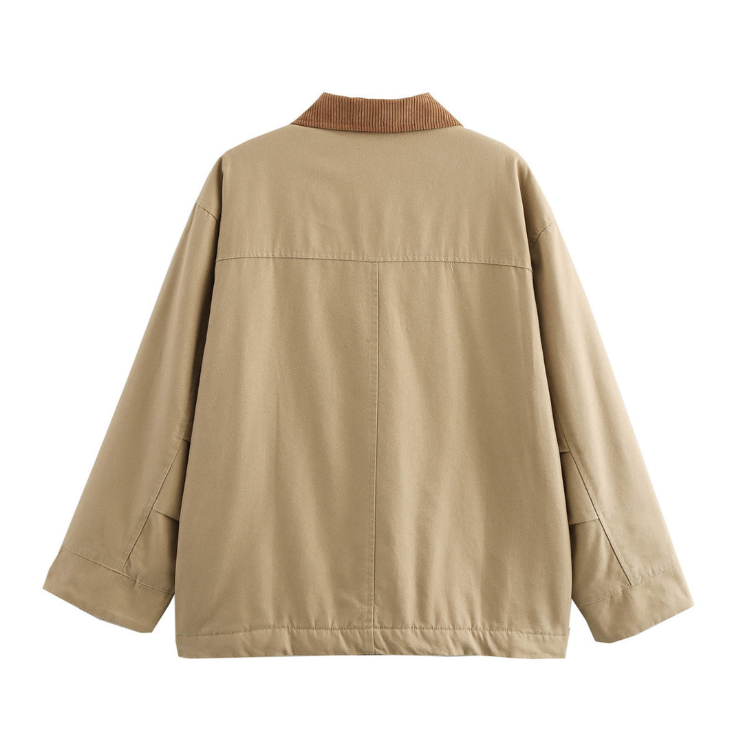 Casual utility jacket for women with corduroy collar and large pockets Lune London