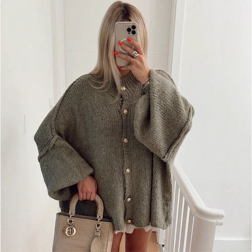 Knit jacket for women with an oversized fit and elegant button details Amarae