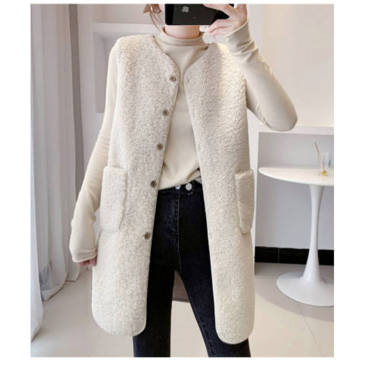 Ladies Cozy Vest with Snap Buttons and Side Pockets Chic & Stil