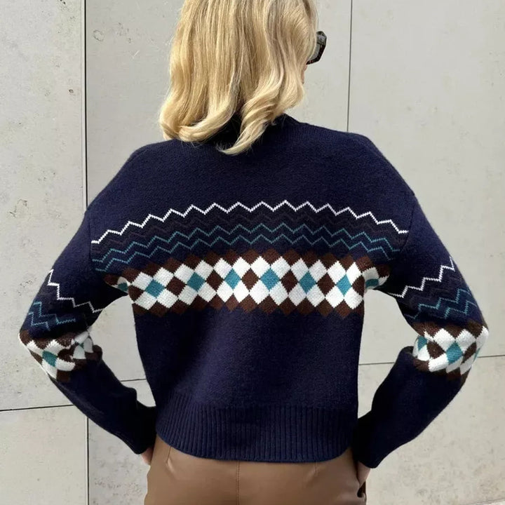 Cardigan pour femmes avec motif de diamant coloré Chic & Stil