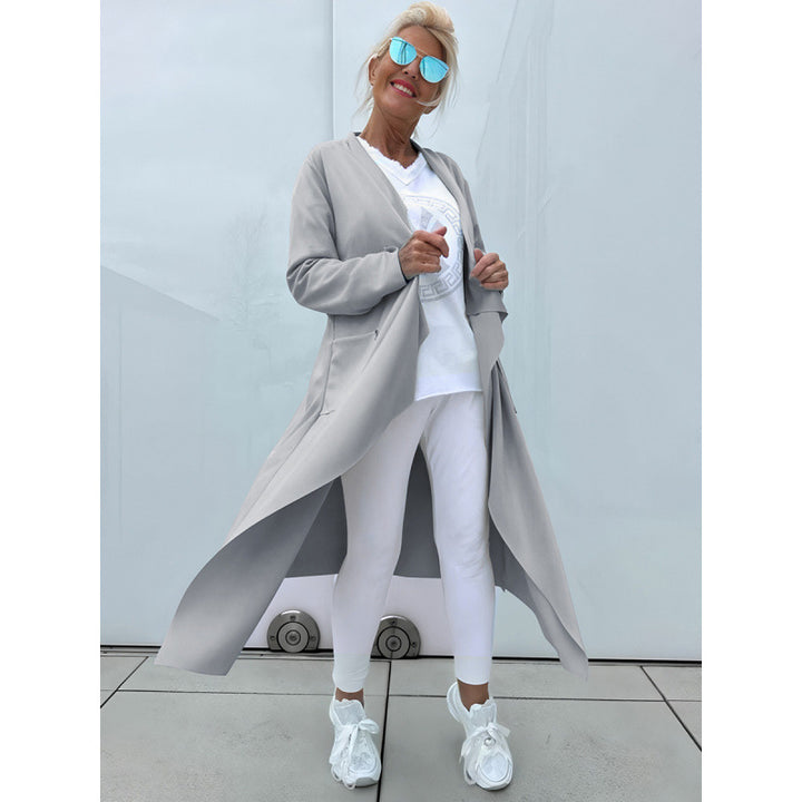 Women's Long Flowing Long Cardigan with Waterfall Hem and Pockets Amarae