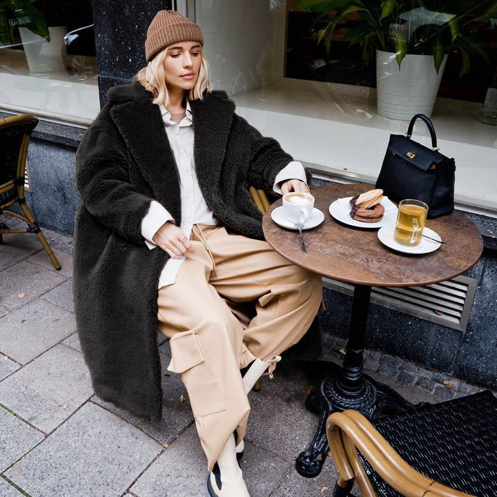 Ladies Oversized Comfortable Teddy Fleece Coat Lune London