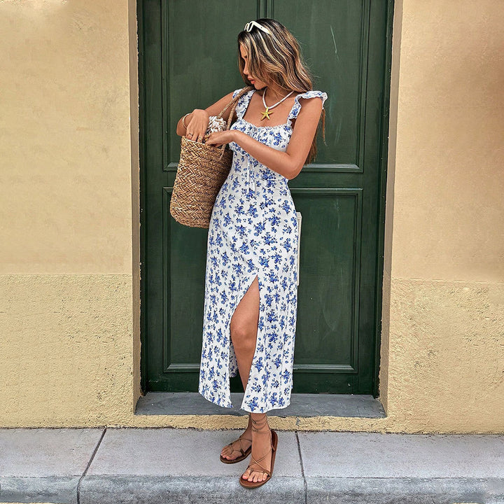 Robe maxi femme avec design floral et fente latérale Chic & Stil