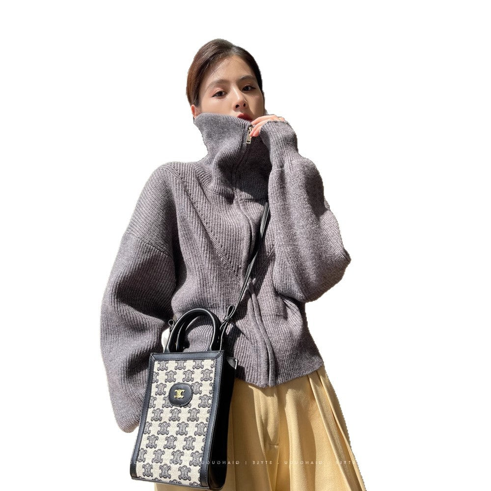 Pull en maille épaisse pour femme avec col montant et coupe oversize Chic & Stil