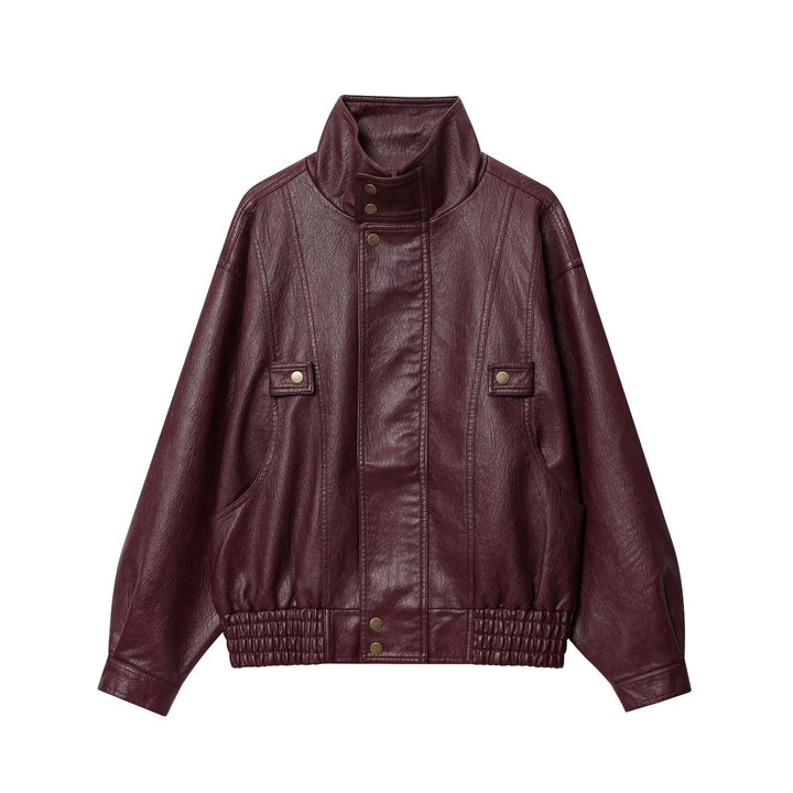 Casual faux leather jacket for women with high collar and width adjustment Lune London