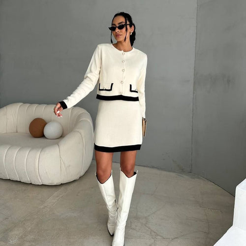 Elegant knit dress for women with contrasting details Amarae