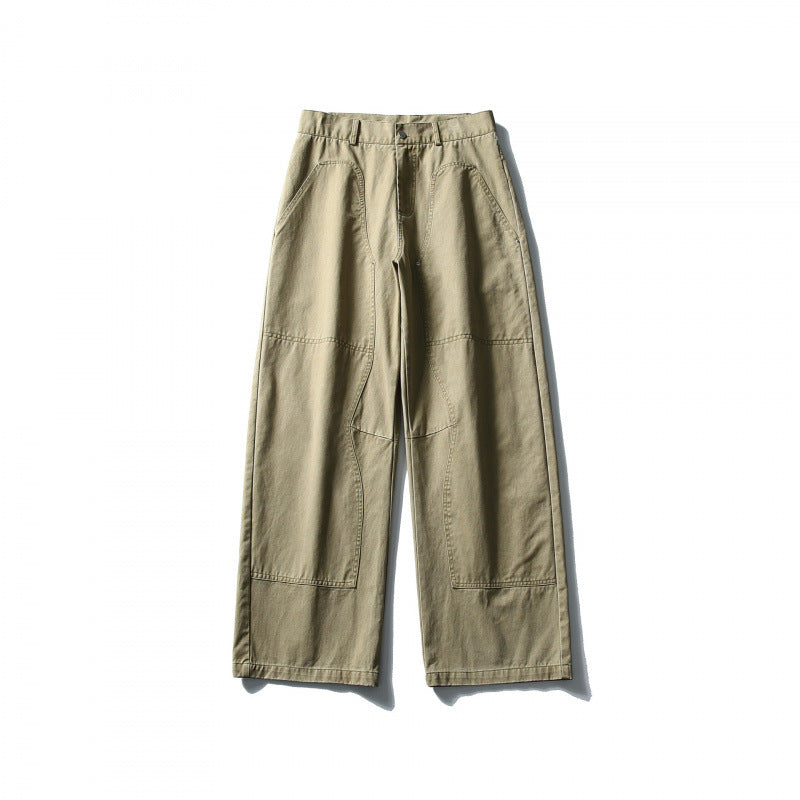 Men's Wide Utility Pants in Workwear Look with Knee Patches and Straight Leg Amarae