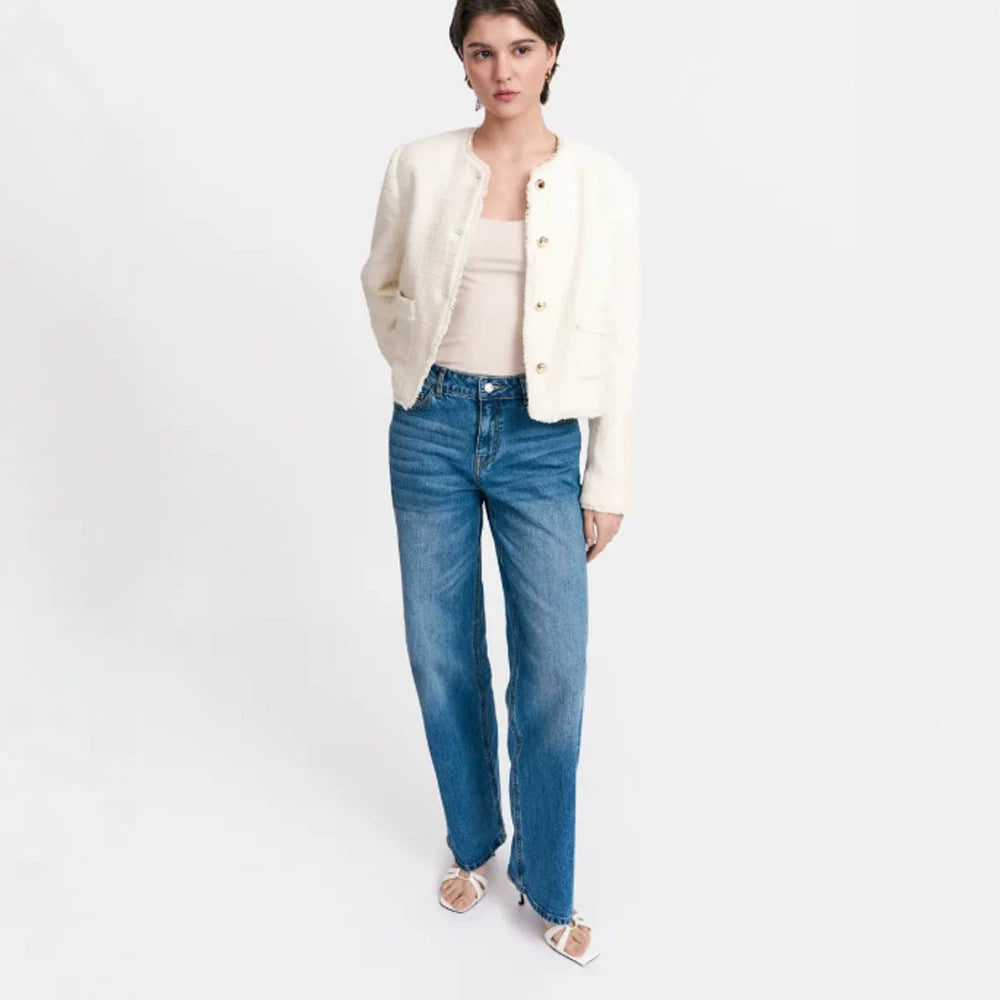 Women's Short Blazer made of Boucle with Pearl Buttons Amarae