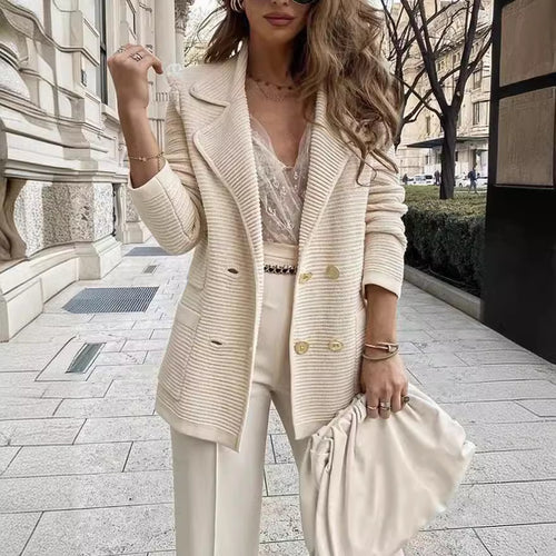 Women Structured Double-Breasted Blazer with Elegant Cut Amarae
