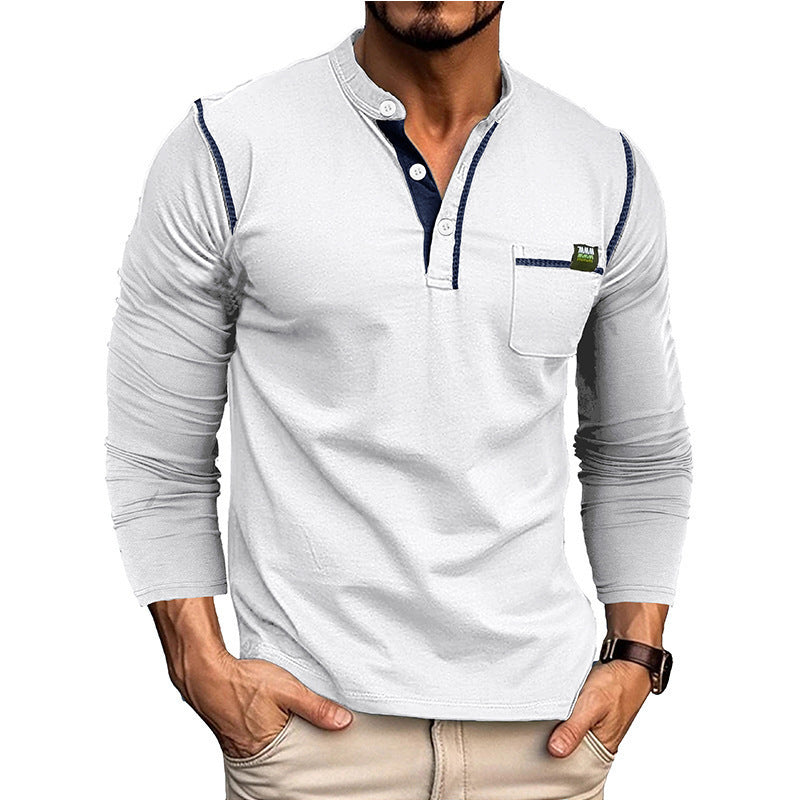 Men's long sleeve shirt with half-button and chest pocket Amarae