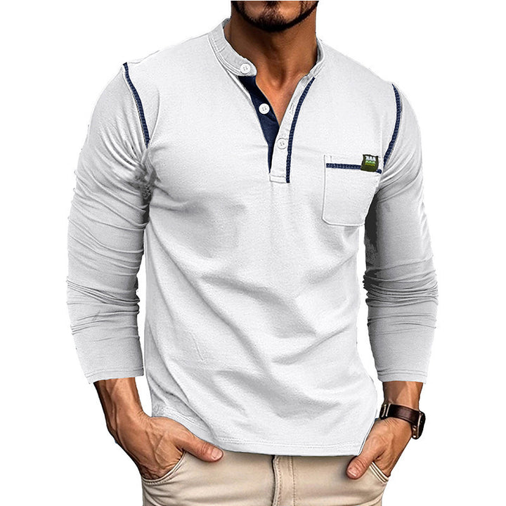 Men's long sleeve shirt with half-button and chest pocket Amarae