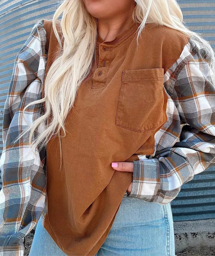Chemise à manches longues pour femmes avec manches à carreaux Chic & Stil