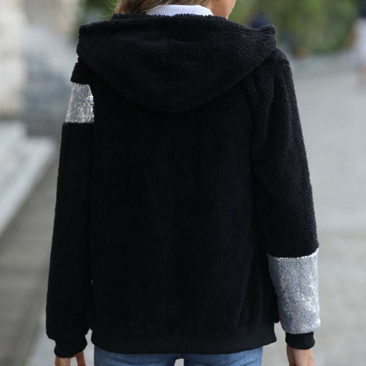 Fleece jacket for women with sparkling accents and a practical zipper Lune London