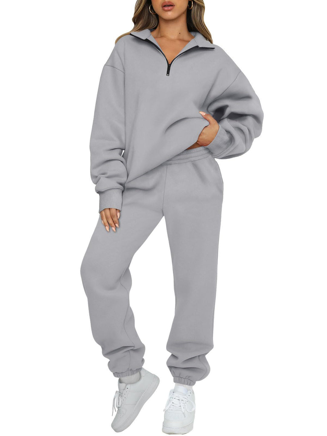 Ladies Cozy Leisure Set with High Collar and Zipper Lune London