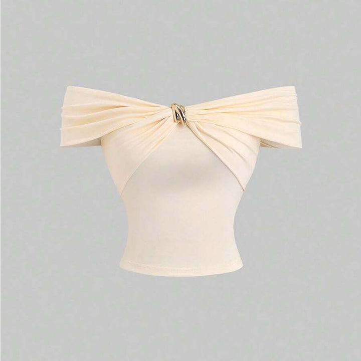 Top Femme Hors Épaule avec Effet Drapé Double et Fermeture Élégante Chic & Stil