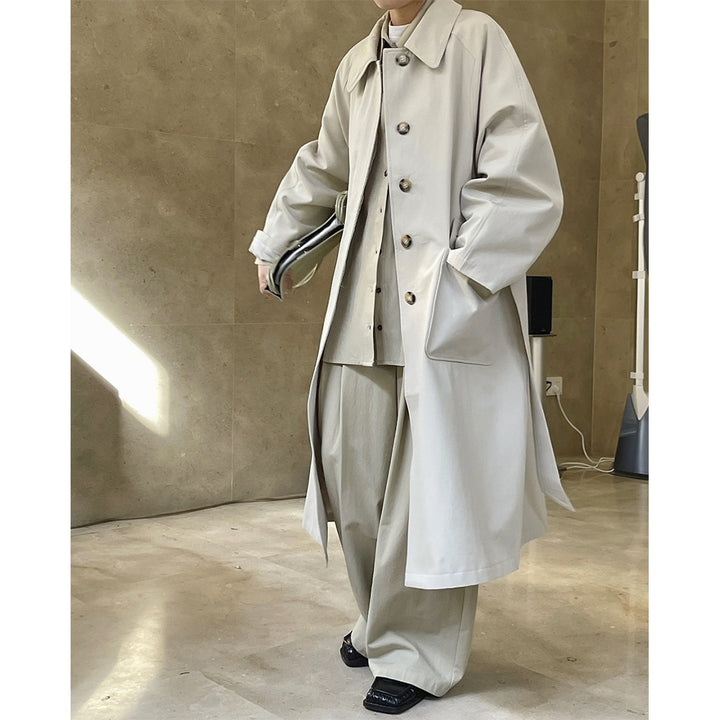Women's longline coat in minimalist trench style with side pockets Amarae