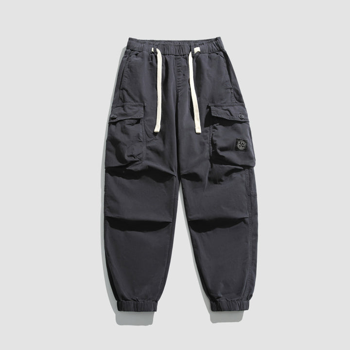 Men's cargo pants with elastic waistband and numerous pockets Lune London
