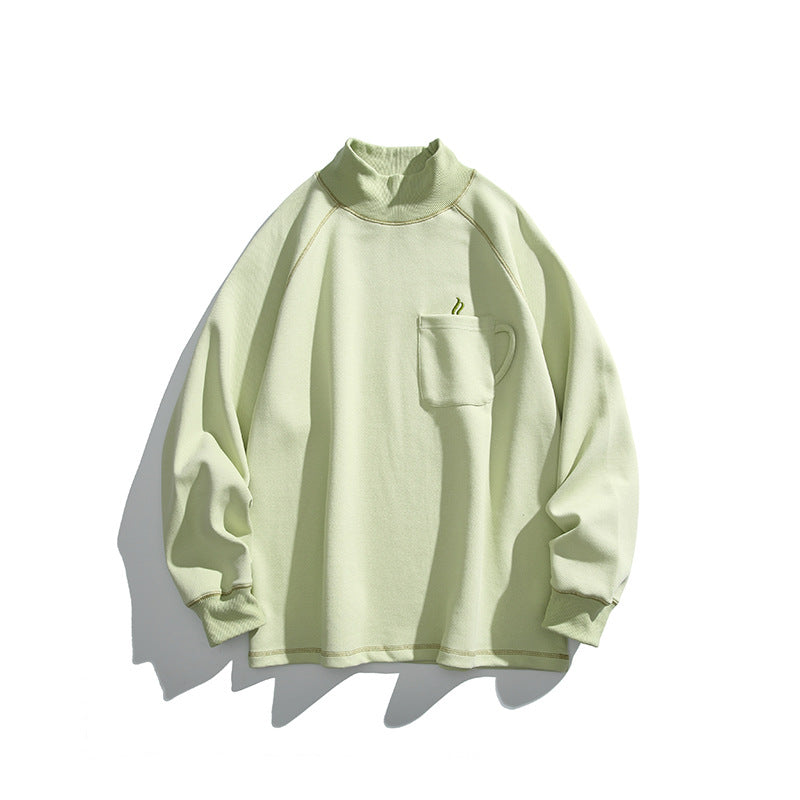 Unisex Oversize-Half-Collar Sweatshirt with Raglan Sleeves and Brust Pocket Amarae