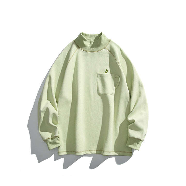 Unisex Oversize-Half-Collar Sweatshirt with Raglan Sleeves and Brust Pocket Amarae
