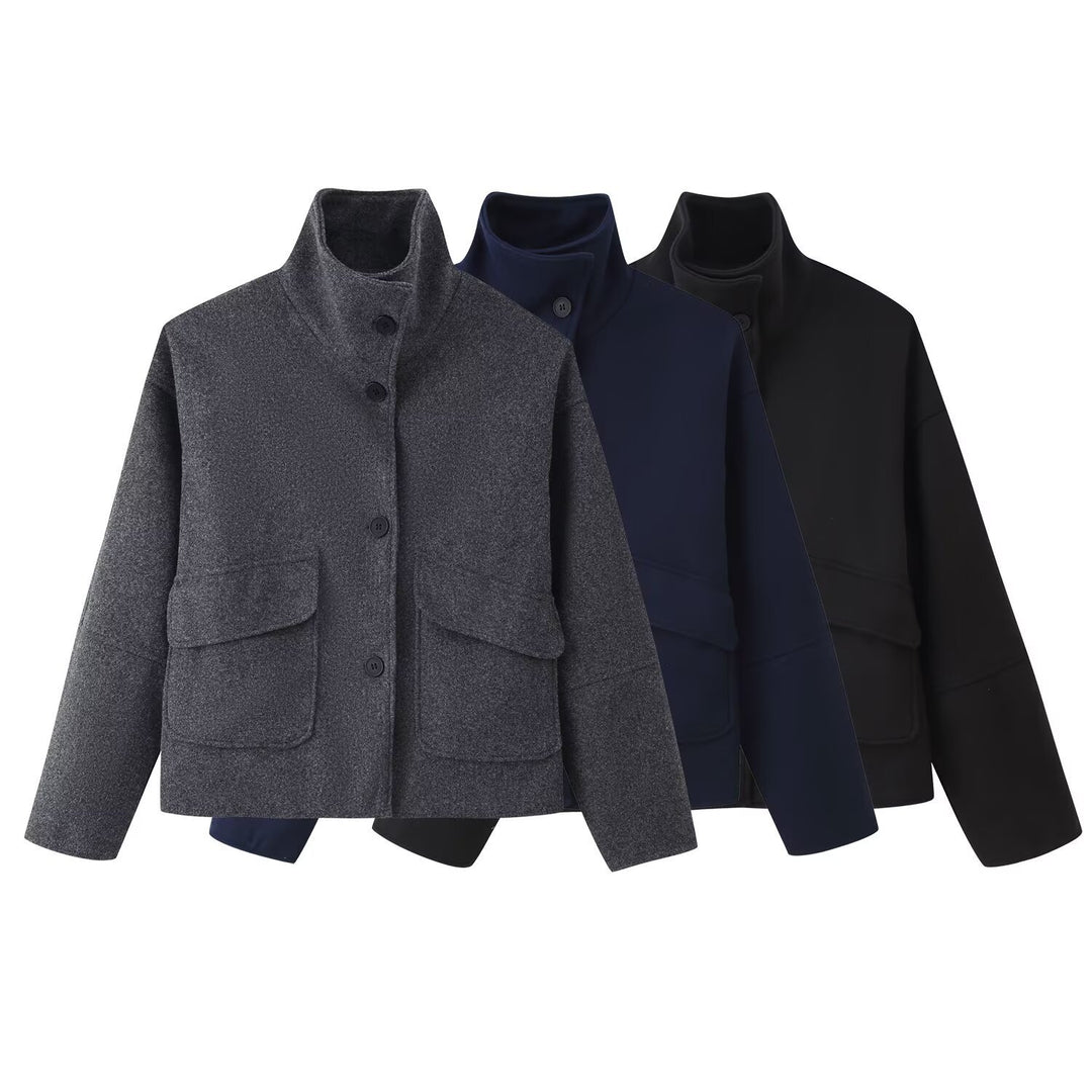 Ladies soft and stylish transitional jacket with high collar Lune London