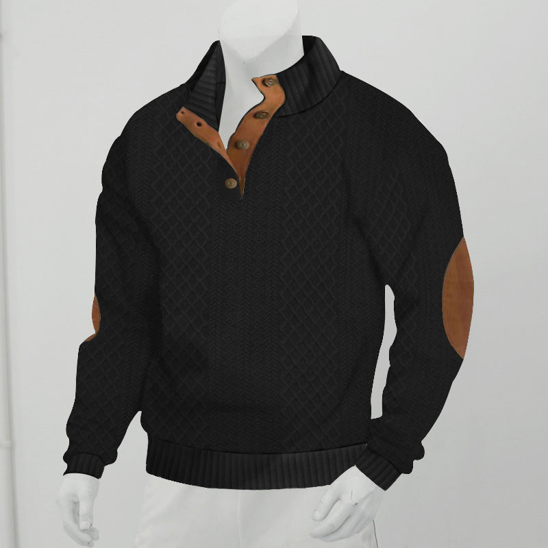 Sweatshirt for men with structured knitted pattern and leather details Lune London