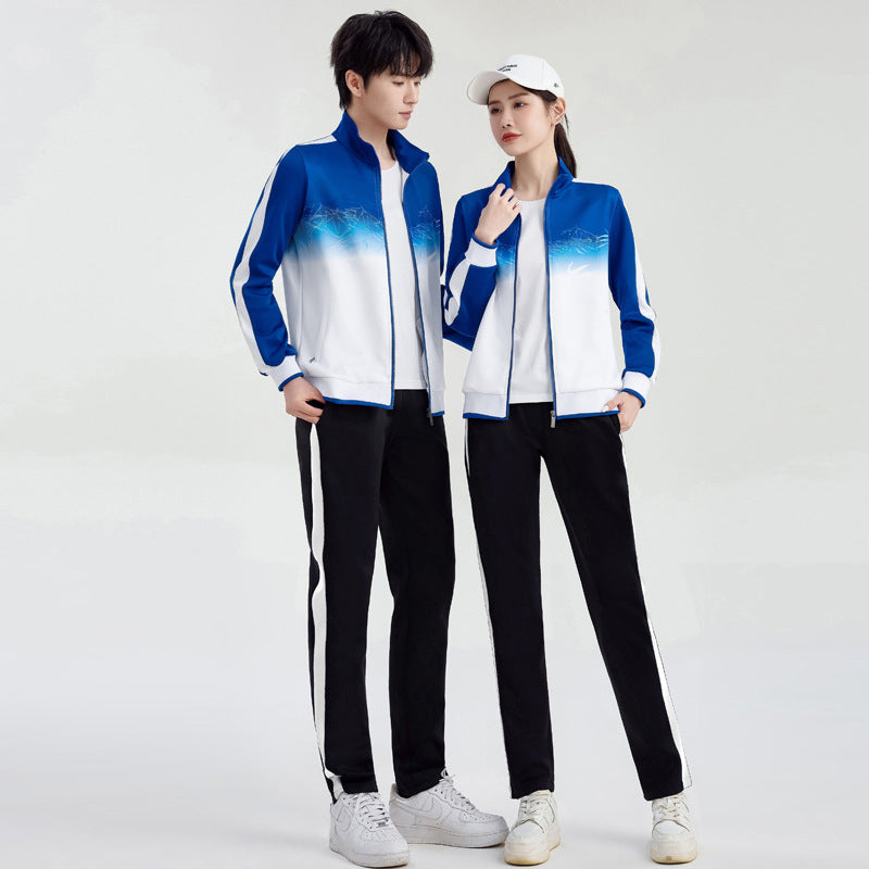 Unisex Breathable Training Set with Gradient Jacket and Contrast Stripes Amarae