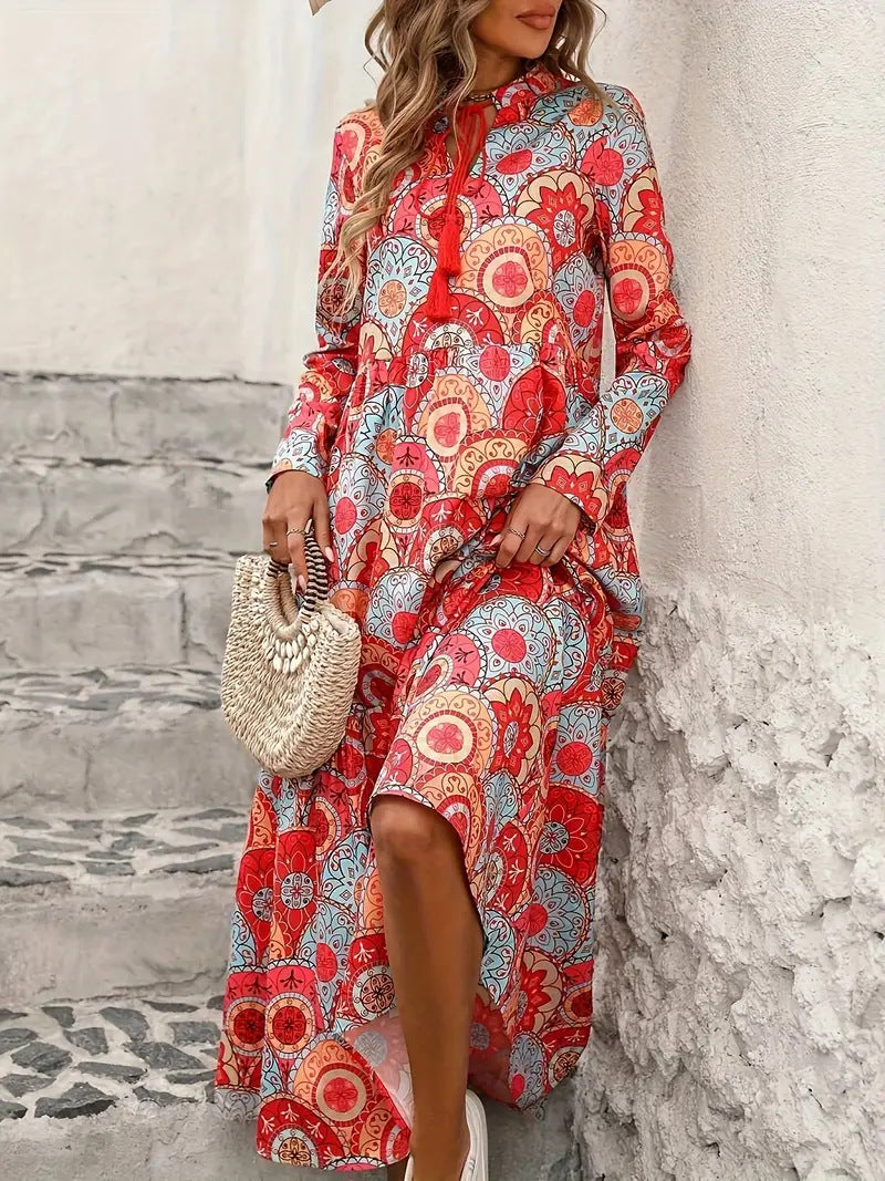 Long sleeve beach dress for women with playful pattern Lune London