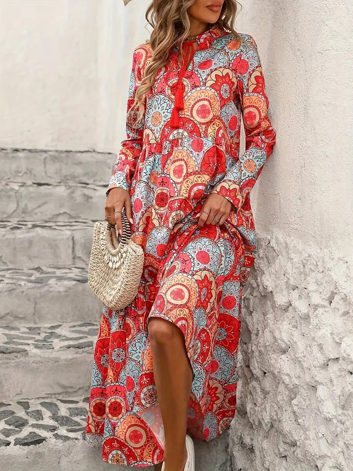 Long sleeve beach dress for women with playful pattern Lune London