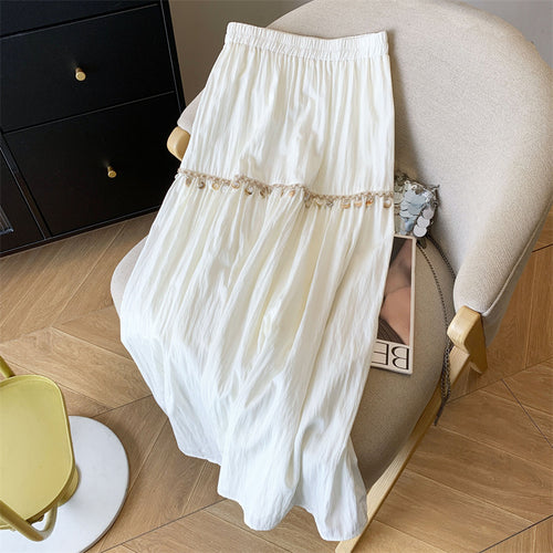 Maxi skirt for women with decorative ruffles and elastic waistband Amarae