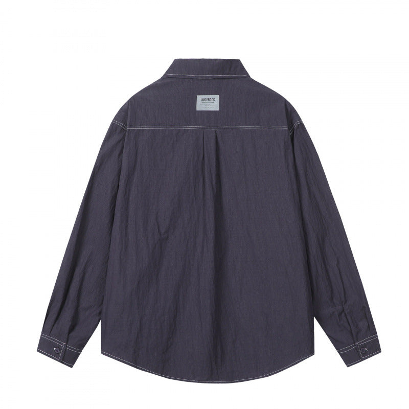 Men's overshirt in boxy cut with contrast stitching and patch chest pockets Amarae
