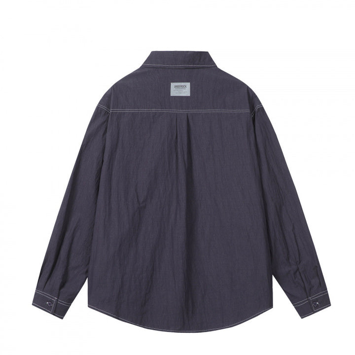 Men's overshirt in boxy cut with contrast stitching and patch chest pockets Amarae