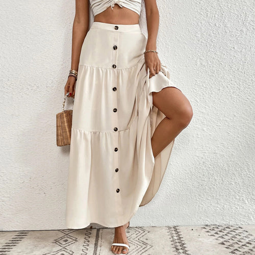 Jupe maxi pour femmes avec patte de boutonnage et coupe fluide Chic & Stil