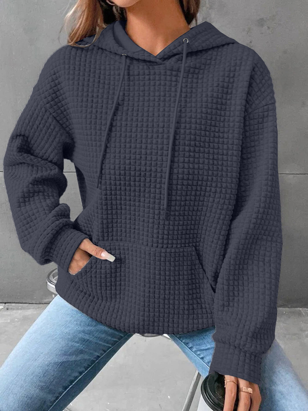 Ladies stylish hoodie with textured fabric Lune London