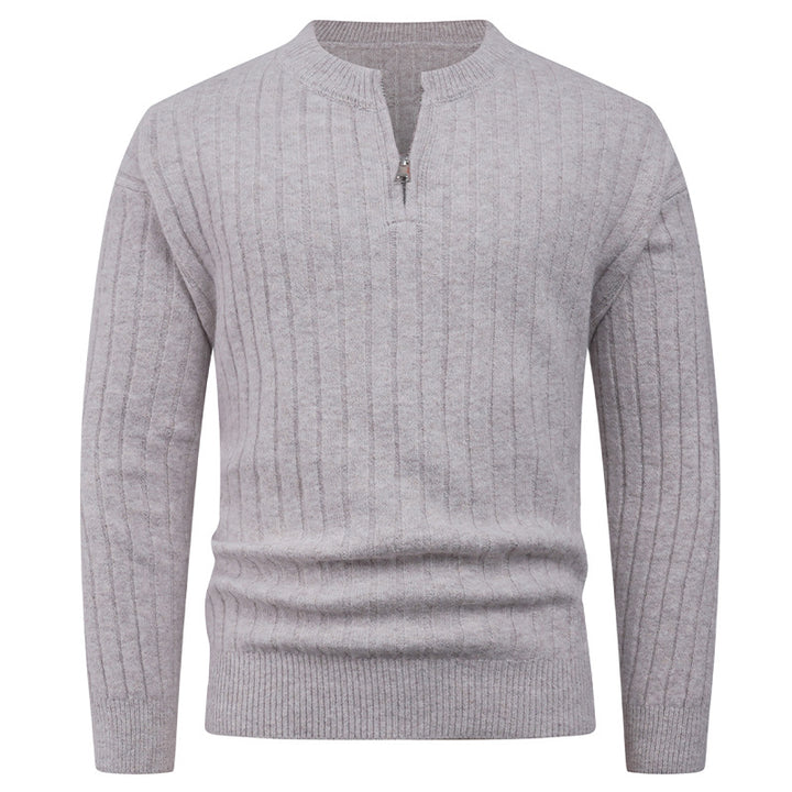Knit sweater for men with high collar and modern zip Lune London