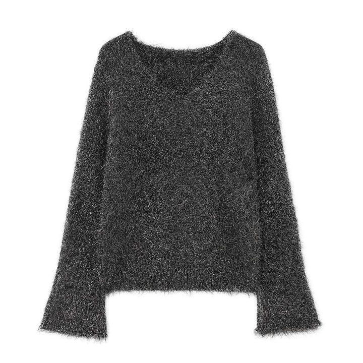 Women's fluffy fine knit sweater with effect yarn and shiny threads Amarae