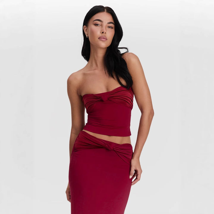Women Crop Top and Skirt Set Lune London