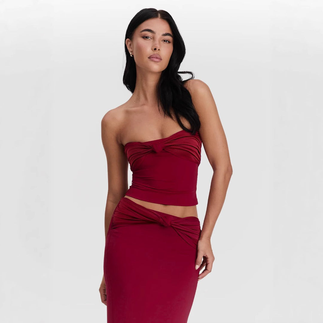 Women's wrap top with knot details and form-fitting design Lune London