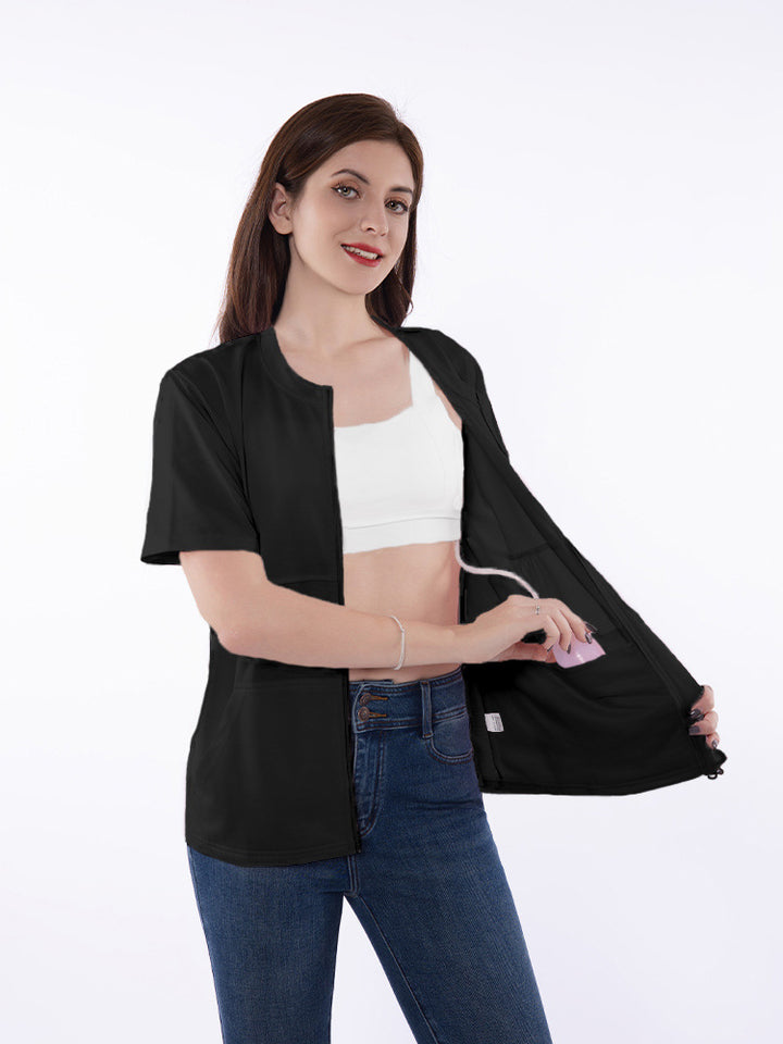 Short sporty jacket for women with short sleeves, featuring a practical zipper and a casual fit Lune London