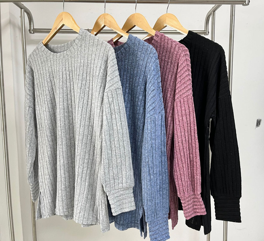 Ladies striped sweatshirt with a relaxed fit and fine ribbed texture Lune London