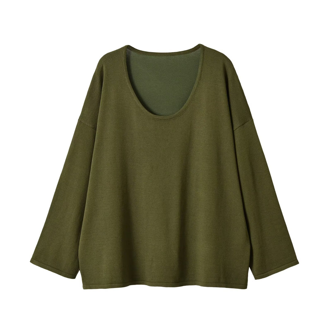 Women's Oversize Sweatshirt with deep round neckline and dropped shoulder Amarae