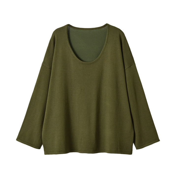 Women's Oversize Sweatshirt with deep round neckline and dropped shoulder Amarae