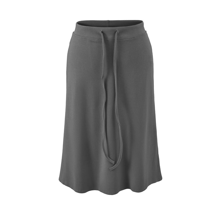 Women Jersey Midi Skirt with High Waist, Drawstring and A-Line Cut Amarae
