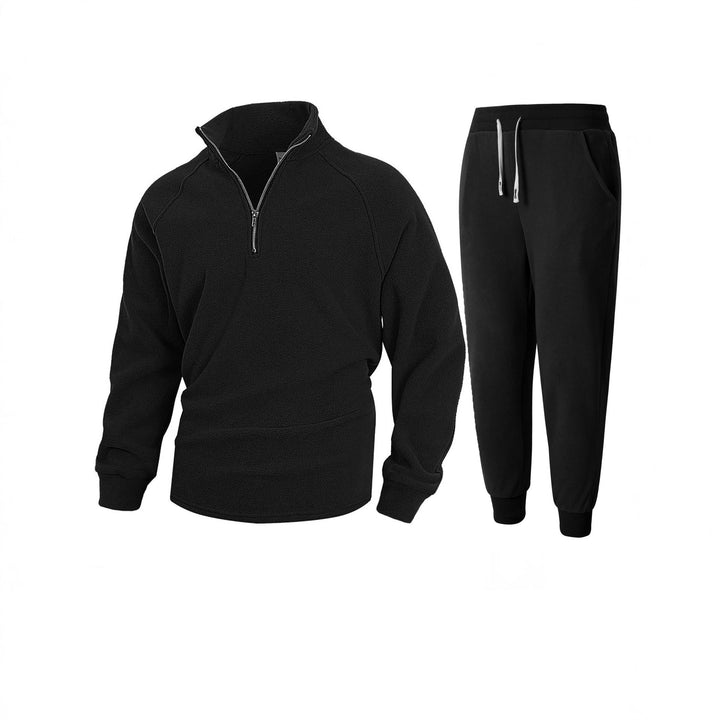 Men's fleece top with modern high collar and chic sporty joggers