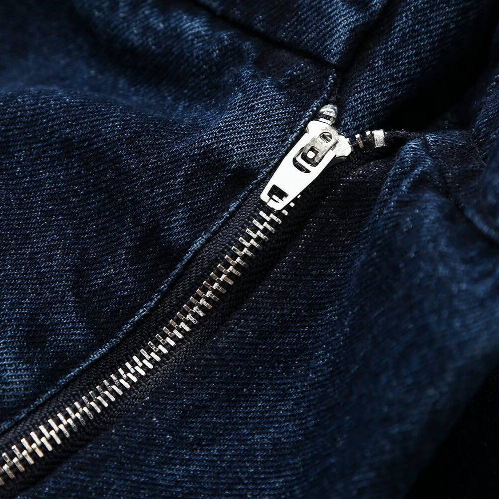 Ladies Wide High-Waist Pleated Denim Trousers with Crease Amarae