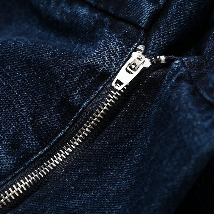 Ladies Wide High-Waist Pleated Denim Trousers with Crease Amarae