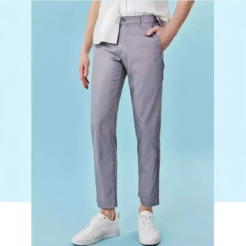 Men's Slim-Fit Chino Pants with Tapered Leg and Rolled Hem Amarae