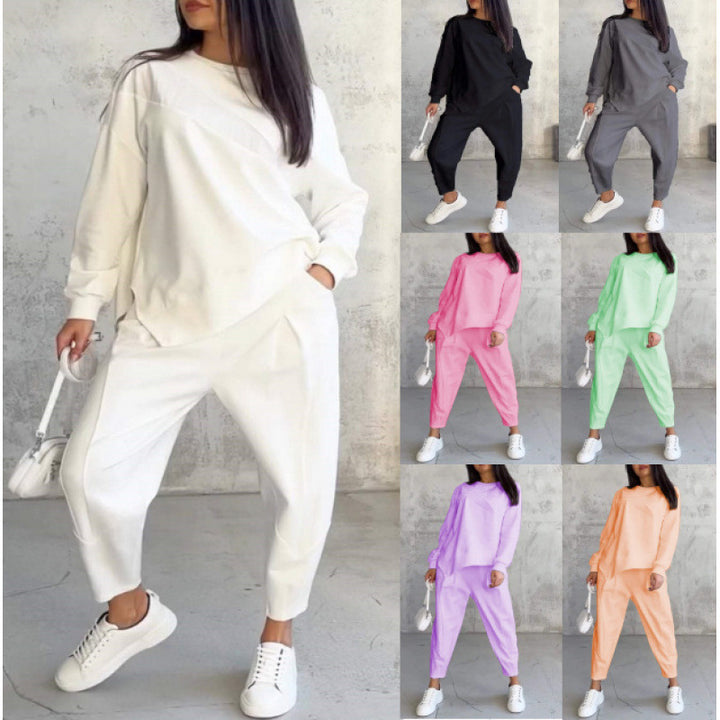 Women's Casual Two-Piece Lounge Set with Oversize Sweatshirt and Tailored Tapered Pants Amarae
