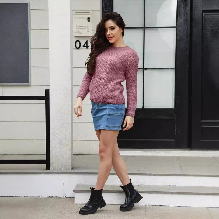 Soft knit sweater for women with relaxed fit and textured material Lune London