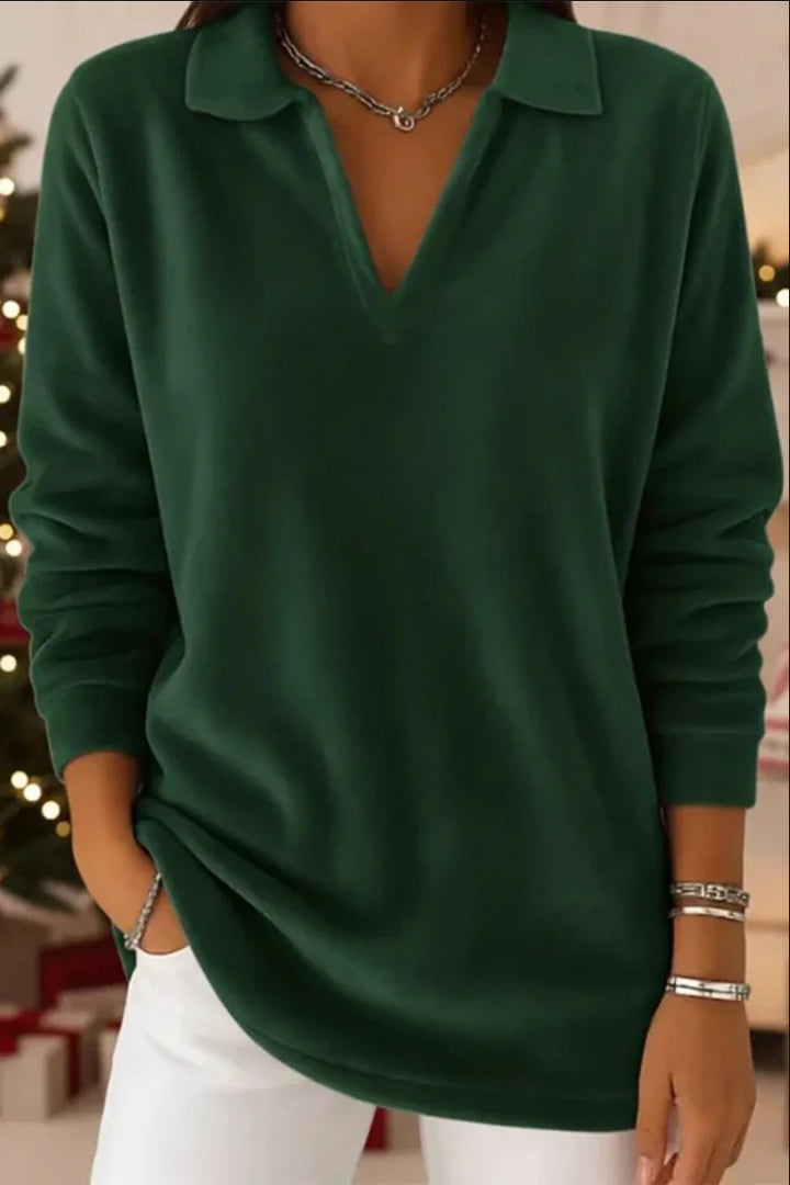Pull en polaire doux pour femmes avec décolleté en V Chic & Stil